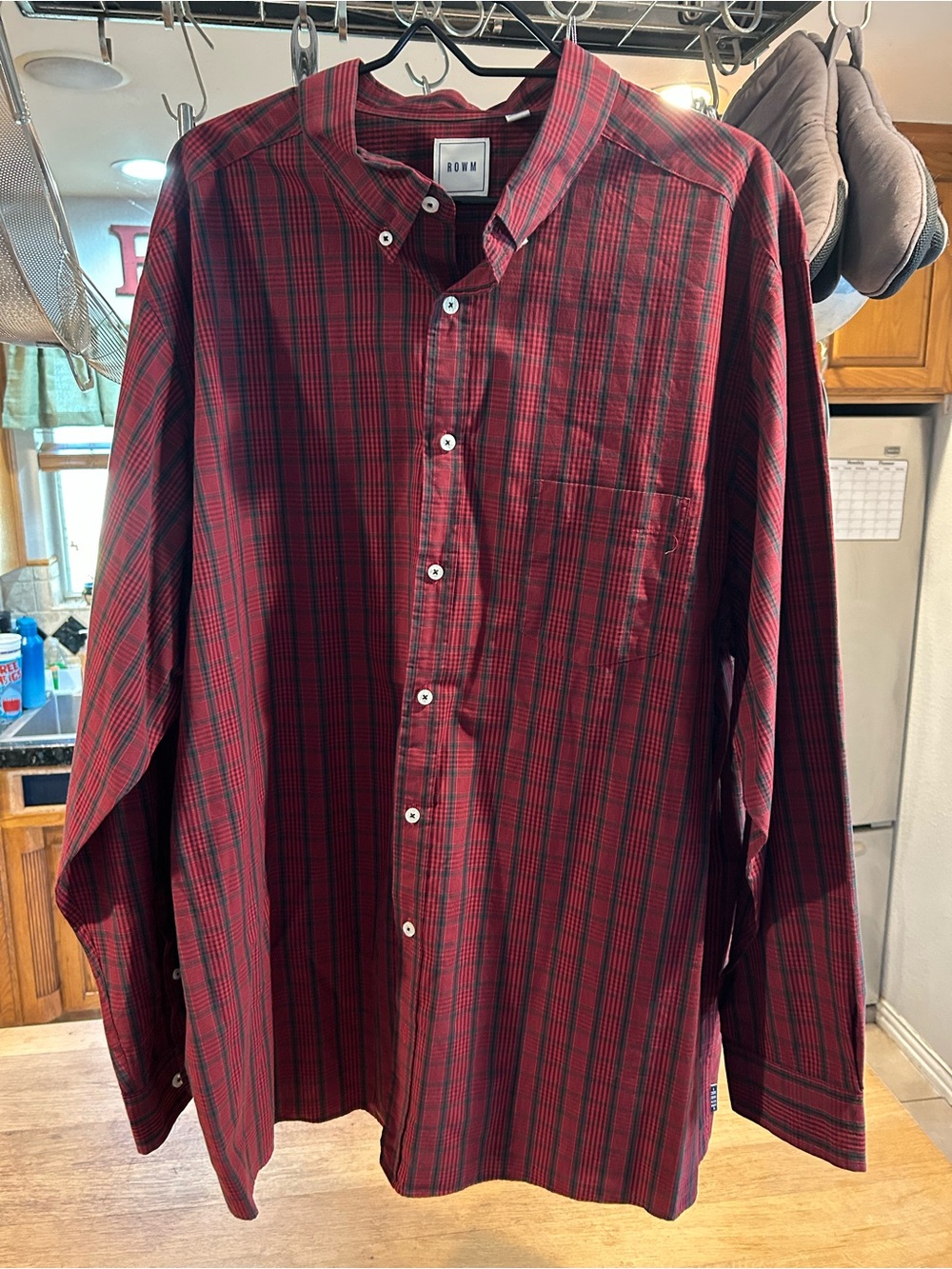 Aoon Red Plaid Long-Sleeve Button-Down Shirt